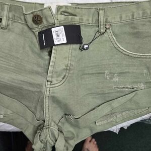 Women's Green Denim Shorts